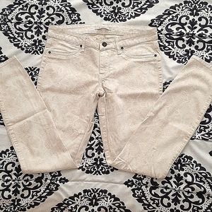 Rich & Skinny reptile print cream colored jeans